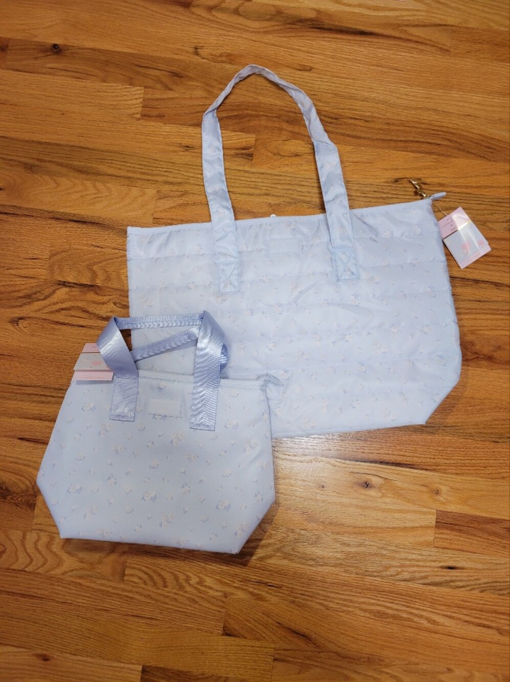 NWT LoveShackFancy Target Quilted Tote & Lunch Bag Set Blue Floral- Everblooming